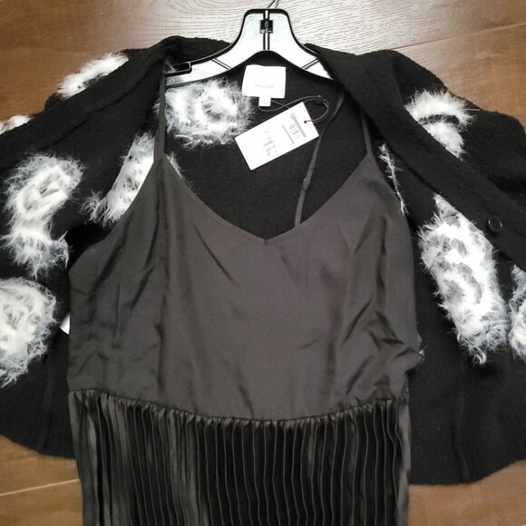 Cinq À Sept Aerin Midi Dress Woman S Wool Cardigan Holiday Black Luxury Designer - Picture 5 of 10